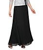 Color:Black - Image 1 - Petite Size Chiffon Pleated Pull-On A-Line Skirt