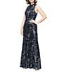 Alex Evenings Petite Size Crew Neck Sleeveless Floral Sequin Sheath Dress - Image 6