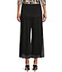 Color:Black - Image 2 - Petite Size Cropped Wide Leg Pull-On Pants
