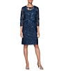 Alex Evenings Petite Size Embroidered Jacket Dress, Color:Navy - Image 1