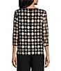 Alex Evenings Petite Size Embroidered Stretch Tulle Crew Neck 3/4 Sleeve Twinset, Color:Black/Taupe - Image 2