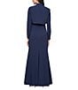 Alex Evenings Petite Size Flower Bolero Jacket Dress, Color:Navy - Image 2