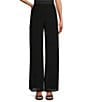 Color:Black - Image 1 - Petite Size Georgette Side Slit Straight Leg Overlay Pants