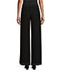 Color:Black - Image 2 - Petite Size Georgette Side Slit Straight Leg Overlay Pants