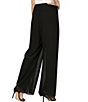 Color:Black - Image 2 - Petite Size Georgette Straight Leg Overlay Pants