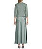 Alex Evenings Petite Size Scoop Neck 3/4 Sleeve Glitter Lace 2-Piece Jacket Dress, Color:Ice Sage - Image 2