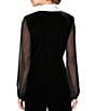 Alex Evenings Petite Size Long Sleeve Collared Side Button Velvet Blouse - Image 2