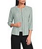 Alex Evenings Petite Size Printed Jacquard Knit Twinset - Image 1