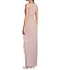 Alex Evenings Petite Size Sleeveless Beaded Halter Neck Cascade Ruffle Gown, Color:Blush - Image 3