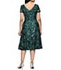 Alex Evenings Petite Size Soutache Lace Sequin Round Neck Cap Sleeve Tea Dress - Image 2