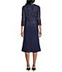Alex Evenings Petite Size Stretch Tulle Chiffon Jacket Dress, Color:Navy - Image 2