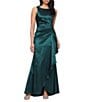 Alex Evenings Petite Size Taffeta Ruched Waist Cascade Gown - Image 1
