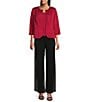Alex Evenings Petite Size Textured Jacquard Knit Embellished Neck Twinset Jacket, Color:Red - Image 5