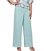 Alex Evenings Petite Size Wide Leg Elastic Waist Chiffon Pull-On Pants - Image 1