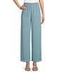 Alex Evenings Petite Size Wide Leg Elastic Waist Chiffon Pull-On Pants, Color:Vintage Teal - Image 1