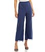 Alex Evenings Petite Size Wide Leg Elastic Waist Chiffon Pull-On Pants, Color:Wedgewood - Image 1