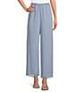 Alex Evenings Petite Size Wide Leg Elastic Waist Chiffon Pull-On Pants, Color:Hydrangea - Image 1