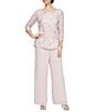 Alex Evenings Petite Size Wide Leg Elastic Waist Chiffon Pull-On Pants, Color:Shell Pink - Image 3