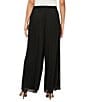 Alex Evenings Petite Size Mesh Mid Rise Wide Leg Tie Waist Pants, Color:Black - Image 2
