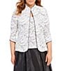 Color:White/Black - Image 1 - Plus Size 3/4 Sleeve Printed Twinset