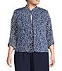 Color:Wedgewood - Image 1 - Plus Size 3/4 Sleeve Printed Twinset