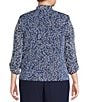 Color:Wedgewood - Image 2 - Plus Size 3/4 Sleeve Printed Twinset
