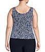 Color:Wedgewood - Image 5 - Plus Size 3/4 Sleeve Printed Twinset