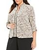 Color:Beige - Image 1 - Plus Size 3/4 Sleeve Printed Twinset