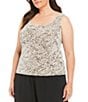Color:Beige - Image 3 - Plus Size 3/4 Sleeve Printed Twinset