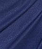 Color:Electric Blue - Image 5 - Plus Size Cold Shoulder Cowl Neck Cap Sleeve Glitter Mesh Gown