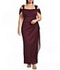 Alex Evenings Plus Size Cold Shoulder Cowl Neck Cap Sleeve Glitter Mesh Gown - Image 1