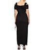 Color:Black - Image 2 - Plus Size Drape Cowl Neck Cold-Shoulder Short Sleeve Gown