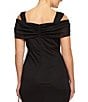 Color:Black - Image 4 - Plus Size Drape Cowl Neck Cold-Shoulder Short Sleeve Gown