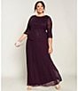 Alex Evenings Plus Size Crew Neck 3/4 Sleeve Sequin Lace Scalloped Hem Bodice Chiffon Skirted Dress - Image 6