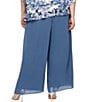 Color:Wedgewood - Image 2 - Plus Size Silky Chiffon Pants