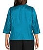Alex Evenings Plus Size 3/4 Sleeve Collared V-Neck Taffeta Blouse - Image 2