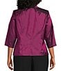 Alex Evenings Plus Size 3/4 Sleeve Collared V-Neck Taffeta Blouse, Color:Berry - Image 2