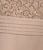 Color:Buff - Image 4 - Plus Size 3/4 Sleeve Crew Neck Overlay Skirt Sequin Lace Empire Waist Gown