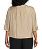 Alex Evenings Plus Size 3/4 Sleeve V-Neck Asymmetric Overlay Hem Blouse, Color:Taupe - Image 2