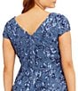 Color:Brushed Periwinkle - Image 4 - Plus Size Cap Sleeve Round Neck Rosette Lace A-Line Dress