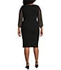 Alex Evenings Plus Size Cowl Neck 3/4 Beaded Illusion Sleeve Metallic Knit Sheath Dress, Color:Black - Image 2