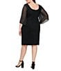 Alex Evenings Plus Size Round Neck 3/4 Sleeve Embellished Illusion Ruffle Sheath Dress, Color:Black - Image 5