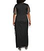 Alex Evenings Plus Size Embellished Short Flutter Sleeve V-Neck Ruched Waist Empire Waist Gown, Color:Black - Image 2