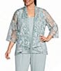 Alex Evenings Plus Size Embroidered 3/4 Sleeve Chiffon Twinset - Image 1