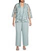 Alex Evenings Plus Size Embroidered 3/4 Sleeve Chiffon Twinset - Image 5