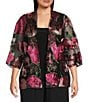 Alex Evenings Plus Size Floral Embroidered 3/4 Sleeve Open Front Twinset - Image 1