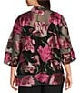 Alex Evenings Plus Size Floral Embroidered 3/4 Sleeve Open Front Twinset - Image 2