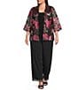 Alex Evenings Plus Size Floral Embroidered 3/4 Sleeve Open Front Twinset - Image 3