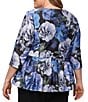 Alex Evenings Plus Size Floral Print Lurex Knit Peplum Hem Button Front Blouse - Image 2