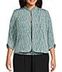 Alex Evenings Plus Size Glitter Jersey Knit Mandarin Collar 2-Piece Twinset, Color:Vintage Teal - Image 1